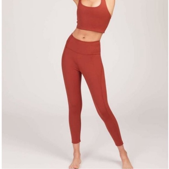 Girlfriend Collective Compressive 7/8 Leggings Full Length Rust Brown Size Small - Picture 1 of 7